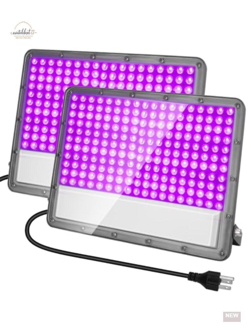 300W LED UV Black Light IP65 Waterproof Plug-in Flood Light for Parties, 2 Pack